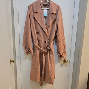 Mo-Ka Salmon/Pink Trench Coat Sz XL